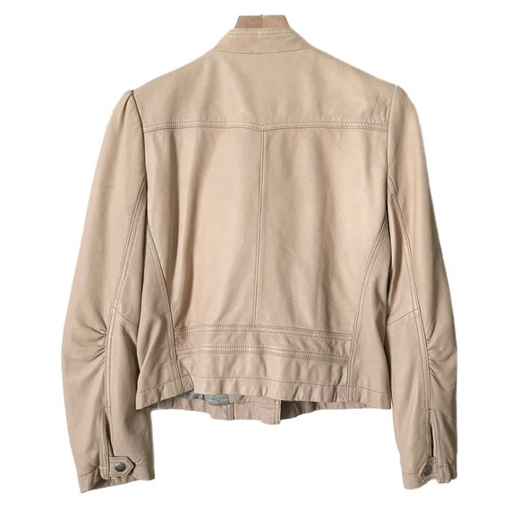 Rebecca Taylor Garment Washed Leather Moto Jacket in Nude Blush Pink Size 6 - Picture 3 of 5